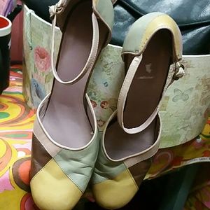 Vintage Colored Blocked Heels